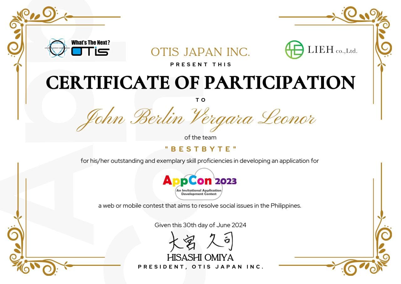 Certificate of Participation