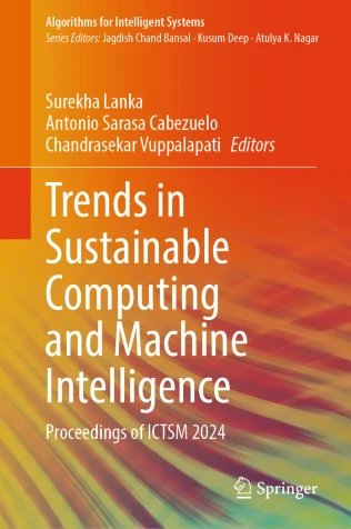 A picture showing the cover to the Trends in Sustainable Computing and Machine Intelligence research book by Springer compiling research papers, including John Berlin Leonor's Handsy.