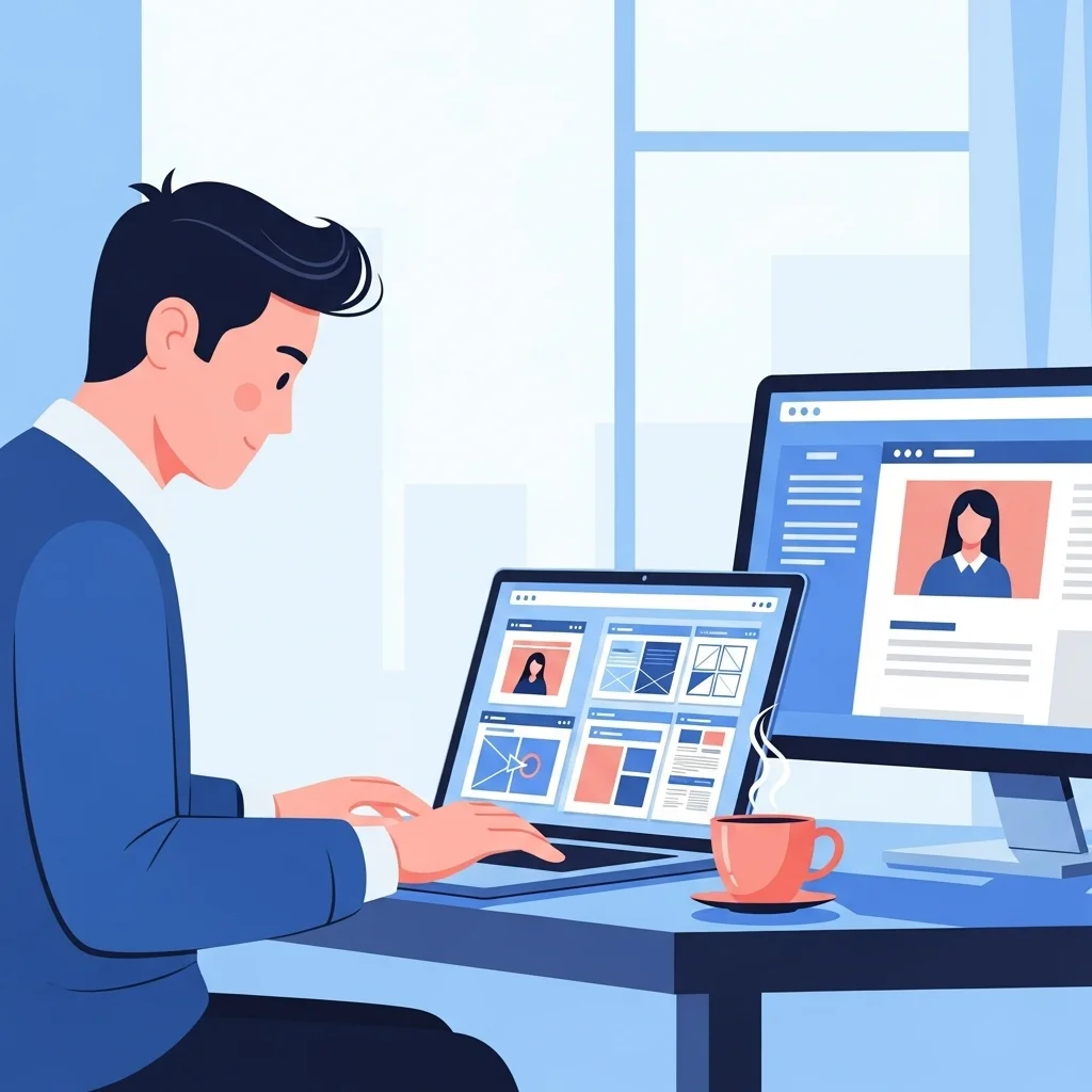 A Filipino freelancer providing website development services to a client on his laptop at his own home office.